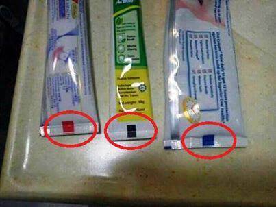 Code couleurs du dentifrice